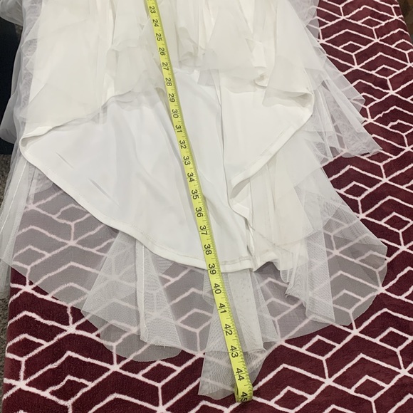 Formal Off White Lace Tulle High Low Dress Size 9 - Picture 6 of 9